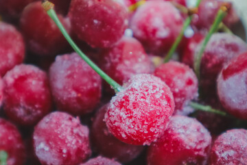 frozen cherries on ice