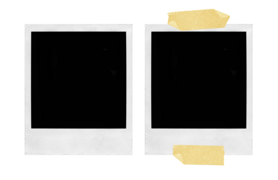Empty Polaroid photo frames on transparent background
