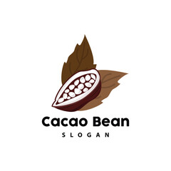 Vintage Cacao Logo, Cocoa Fruit Plant Logo, Chocolate Vector For Bakery, Abstract Line Art Chocolate Design
