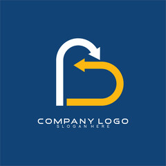 Letter B logo design with heart and arrow concept.