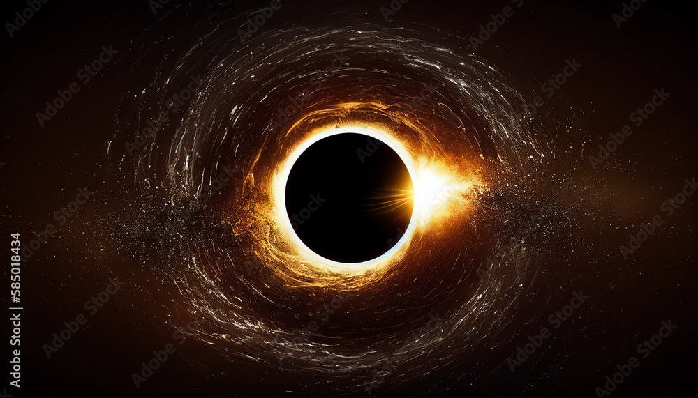 Wall mural spiral blackhole galaxy in space created with generative ai technology