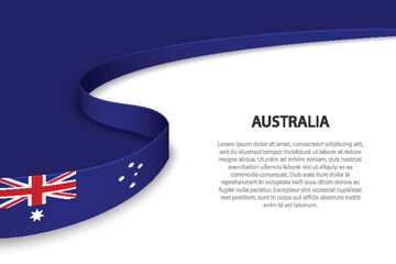 Wave flag of Australia with copyspace background.