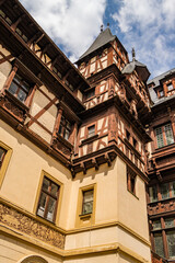Fototapeta premium Peles Castle, Romania. Famous Neo-Renaissance castle and ornamental garden.