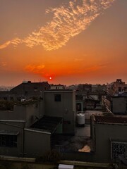 sunset in the city
