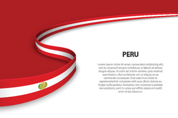 Wave flag of Peru with copyspace background.