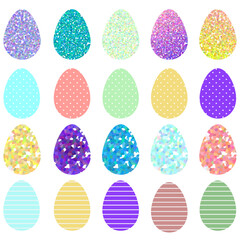Colored easter eggs or color ostern egg icons with decoration patterns vector illustration, set easter eggs