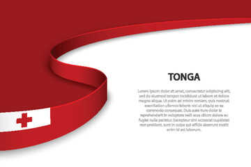 Wave flag of Tonga with copyspace background.