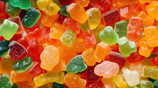 Colorful gummy candy. Generative AI.
