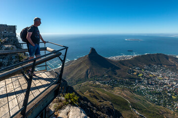 Man is watching panorama view from the Table mountain 