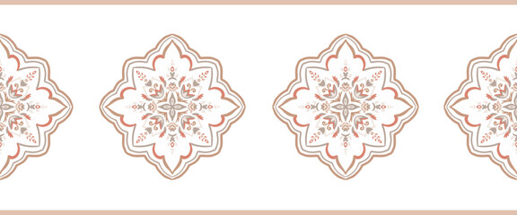 Beige border in Oriental style. Used for frame, tile and Oriental designs.