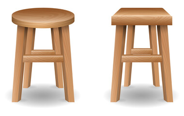 set of wooden chair furniture detailed isolated - 3d illustration