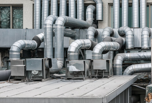 Close-up of complex ventilation system.
