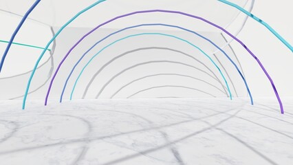 Abstract architecture background arched interior 3d render