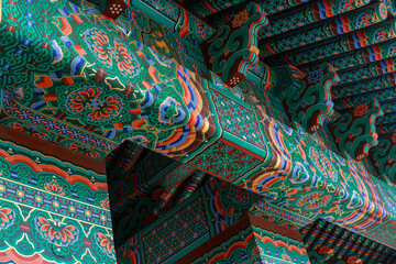 A building with colorful traditional patterns.