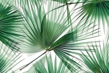 Minimal background with with green leaves. Abstract background. Green and white colors background for social media banners, promotion, cosmetic product show. 