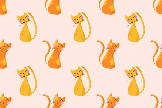 Cute cat pattern, animal illustration