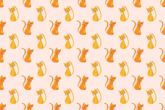 Cute cat pattern, animal illustration