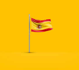 Spain ,0 tbi;pijtr[]]my lnmot/g,j b,-srvsmuery87n8waving flag on solid ground.
