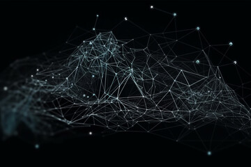 Polygonal digital background wallpaper with soft points and lines. Abstract internet technology communication network texture design. Ai generated