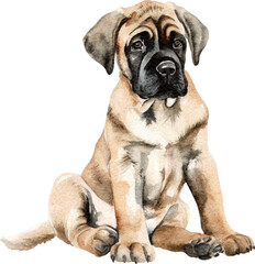 Obraz premium English Mastiff puppy illustration created with Generative AI technology