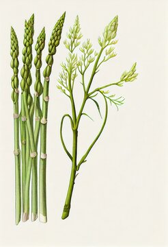 Asparagus, or Garden Asparagus, Sparrow Grass, Asparagus Officinalis Abstract Generative AI Illustration