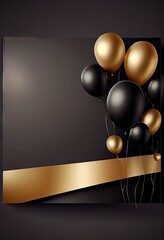 Black Gold Balloon Mockup, Black Friday Banner, Balloons Texture Background Abstract Generative AI Illustration