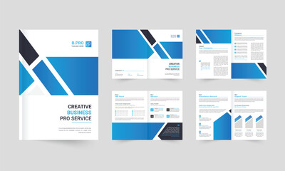 Brochure creative design. Multipurpose template with cover, back and inside pages. Trendy minimalist flat geometric design. Vertical a4 format.