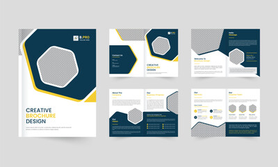 business brochure template layout design, business profile template design, 08 pages, annual report, minimal, editable business brochure. - obrazy, fototapety, plakaty