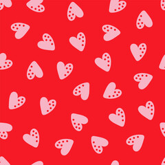 Red seamless pattern with pink hearts