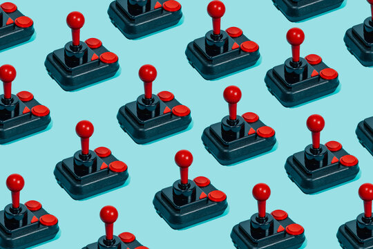 joysticks on a blue background