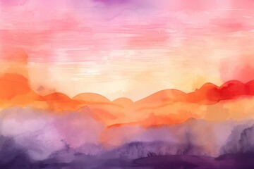 Fototapeta na wymiar sunset in the clouds in water colors, created with generative ai
