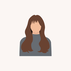 Half body beautiful woman colorful portrait. Avatars for social networks. Vector illustration in flat style.