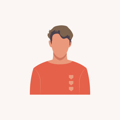 Half body handsome man colorful portrait. Avatars for social networks. Vector illustration in flat style.