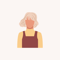 Half body beautiful woman colorful portrait. Avatars for social networks. Vector illustration in flat style.