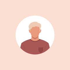 Profile image of man avatar for social networks with half circle. Fashion vector. Bright vector illustration in trendy style.