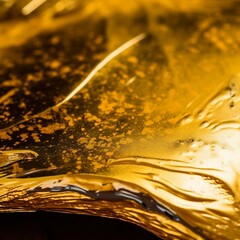 The Luster of Gold: Close-up Macro of a Shiny 24K Surface