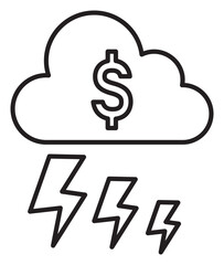 Project management dollar sign, storm vector icon illustration