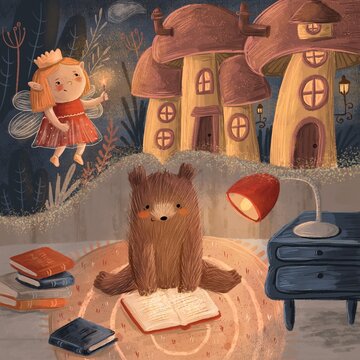Bear reading a book