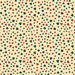 Symbols of Suits Card Seamless Pattern Background. Gambling hand drawn.