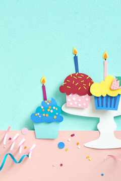 Colorful pink background with party confetti