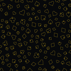 Symbols of Suits Card Seamless Pattern Background. Gambling hand drawn.