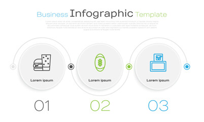 Set line Burger, American Football ball and Vote box. Business infographic template. Vector