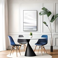 Interior design, blue chairs, IA GENERATIVA, ARTIST PROMPT