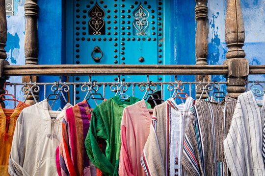 Clothes on sale in a bazaar