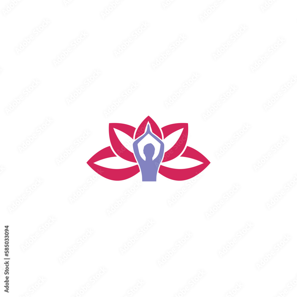 Sticker Meditation yoga logo template icon design isolated on white background