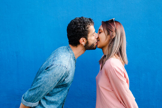 Latin couple kissing each other