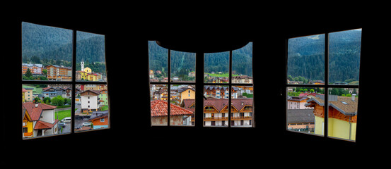 Mountain town form a window 