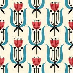 Abstract red poppy flowers pattern