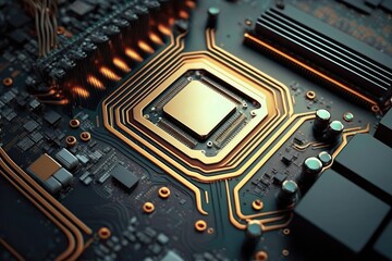Fototapeta premium Abstract circuit board technology background. Modern Electronic technology futuristic.Generative AI