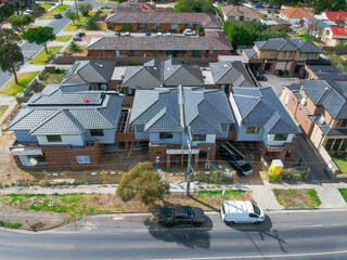 Construction of a Brick Veneer town houses in Melbourne Victoria Australian Suburbia 